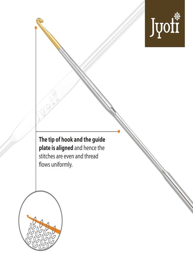 Jyoti Crochet Hook Steel (Gold Point) for Thread Work, Hand Knitted Sewing DIY Craft Weaving Needle, Ideal for Sweaters, Purses, Scarves, and Hats, # 15414 (Silver, 5"/12cm of Size 1/1.6mm) - 5 Pcs - Image 3